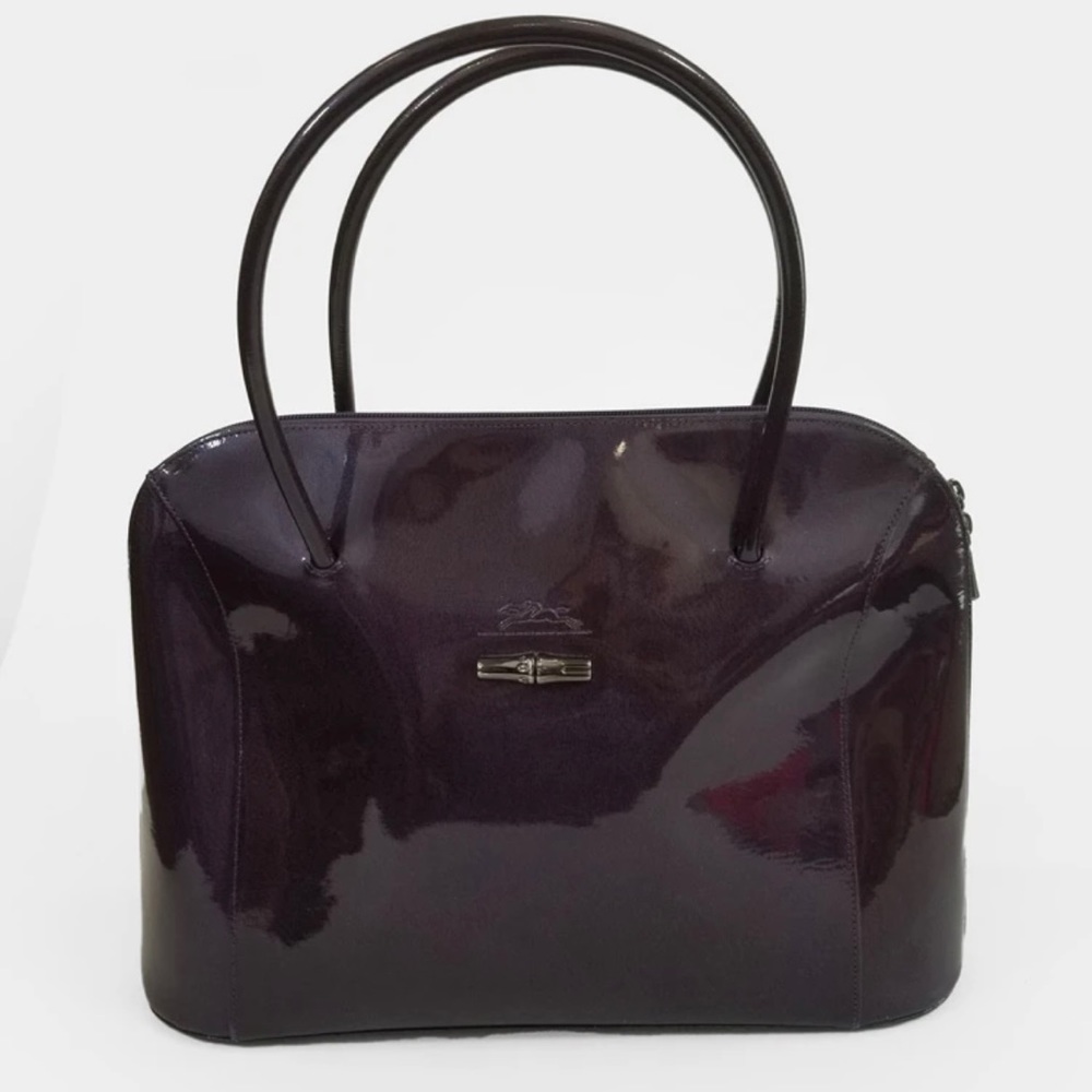 Longchamp Purple Patent Top-Handled Bag